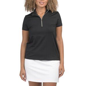 INPHORM Black Upf 50 Zone Short Sleeve Quarter Zip Top
